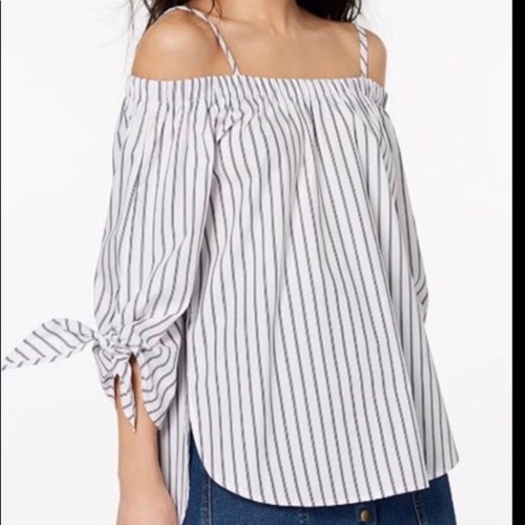 Gray and white striped top - Picture 1 of 2
